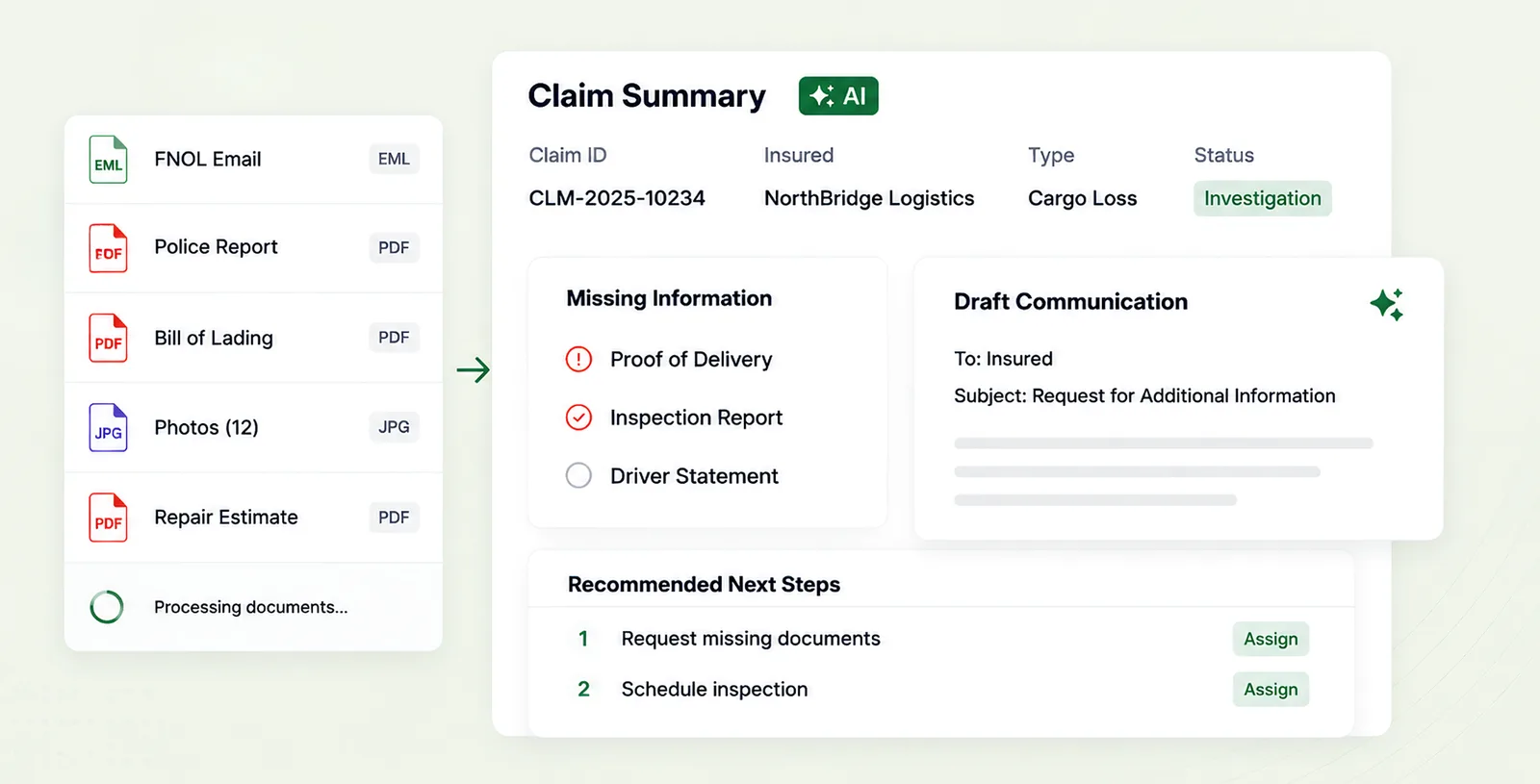 AI-assisted claim handling illustration
